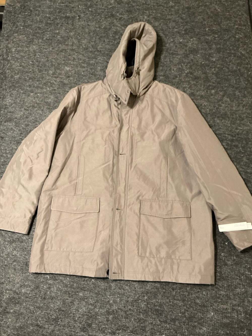 Perry Ellis Portfolio Microfiber Jacket Mens Size 3XT Beige Hooded Parka Coat